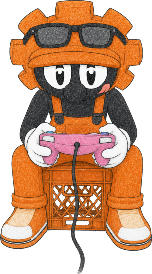 Geary playing on the pink controller